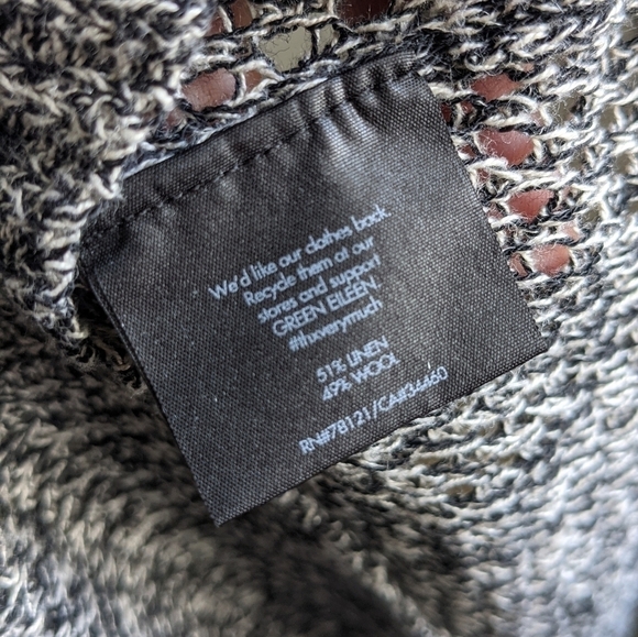 𝅺Eileen Fisher Black Open Weave Sweater M Slouchy Langenlook Layers Sheer - Picture 7 of 12